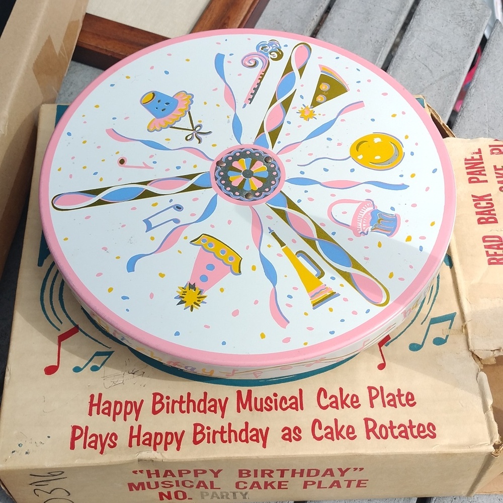 Antique 50’s or 60's Rotating Musical Cake Stand, Plays Happy Birthday